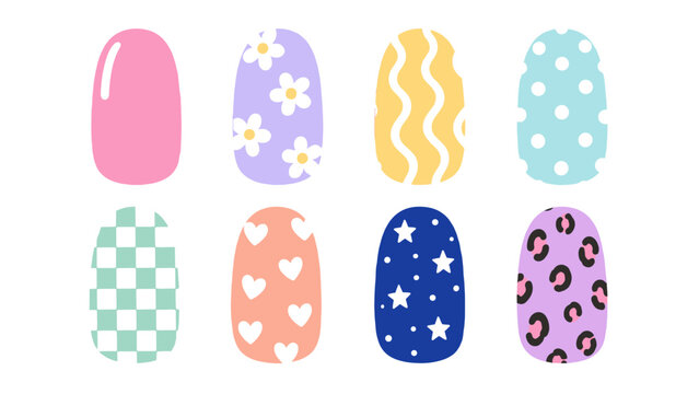 Colorful nail art set with assorted decorative patterns