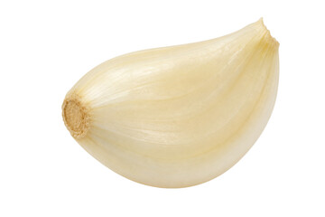 Single peeled garlic clove isolated on a clean white background © Sapphire