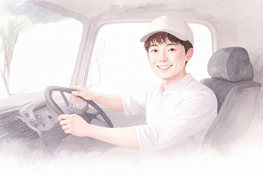 トラック運転手のイラスト
illustration of track driver (Japanese)