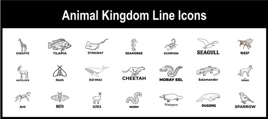 Animal Kingdom Line Icon Set © anjel