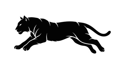 Fototapeta premium Black Panther Silhouette Running, Athletic Big Cat, Predator Motion