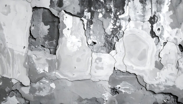 Distressed textured wall surface with peeling paint and abstract depth map effect, gritty grunge background