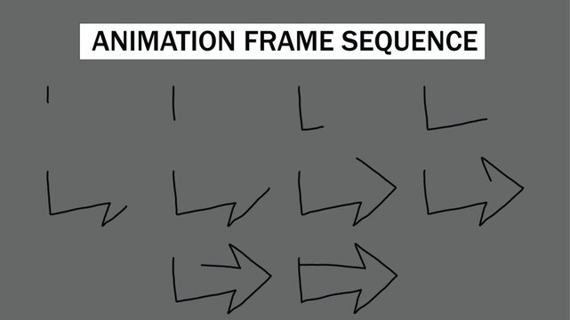 Hand Drawn Line Arrow Motion Animation Keyframes Vector Graphic