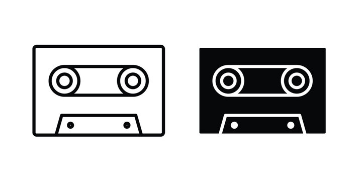 Cassette tape icon for web and app design, design element.
