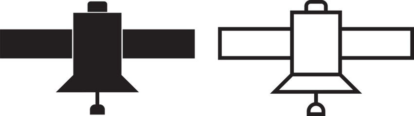 Satellite icon vector design set. Icon Symbol Black Outline and Solid. Satellite icon with glyph and line. black vector icons for Web UI. Satelite icon concept in flat black and white style on clean b © MDParveg