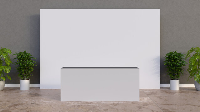 Events Registration Desk (12x8ft Backdrop , 6x2.5ft Desk) Mockup