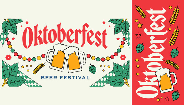 Oktoberfest, Beer Festival, Vector Icons, Celebration, Party, Festive, Holiday, German Beer