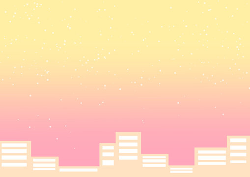 Pastel Gradient Urban Skyline Letter Paper Background