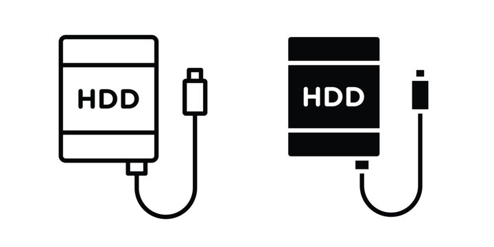 External hard drive icon for web and app design, design element.