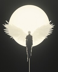 Obraz premium A Magnificent and Majestic Angel with Beautiful Wings in Stunning Monochrome Glory