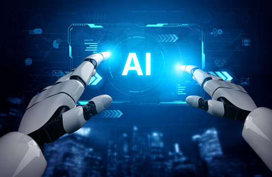 A self-aware AI assistant displays its central processing hub on a futuristic interface. This generative technology demonstrates its capabilities in machine learning and data analysis. Fermion