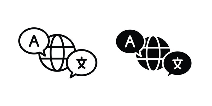 Language icon for web and app design, design element.