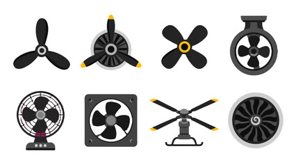Set of propeller and fan icons in flat vector style © icon_art
