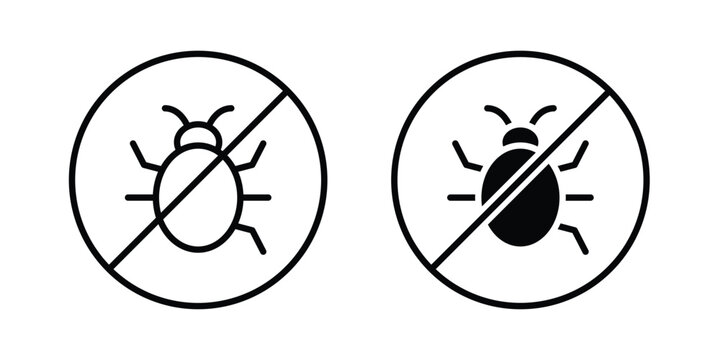 No Bug icon for web and app design, design element.