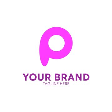 A simple rounded pink lowercase letter p logo template