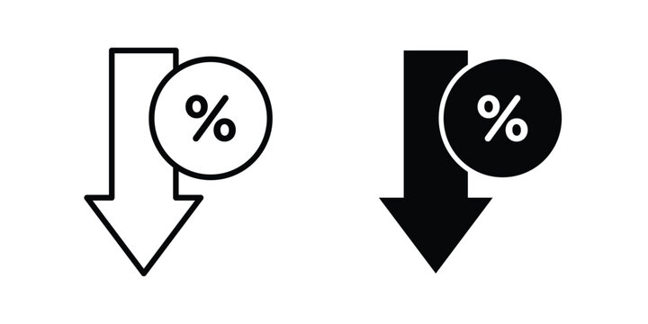 Percent down icon for web and app design, design element.