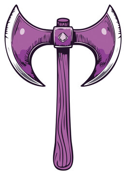 Fantasy medieval labrys double headed axe vector illustration