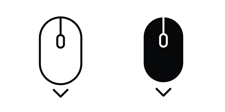 Scroll down computer mouse icon for web and app design, design element.