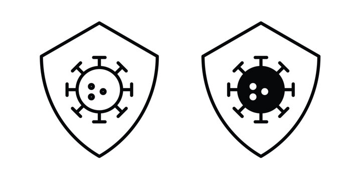 Shield virus icon for web and app design, design element.