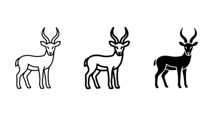 Fototapeta premium Elegant Antelope Icons Set, Stylized Gazelle Vector Graphics, Wildlife Silhouette Illustrations, African Fauna Collection