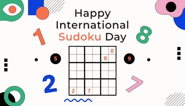 Sudoku, puzzle, brain teaser, International Sudoku Day, colorful, vector graphics