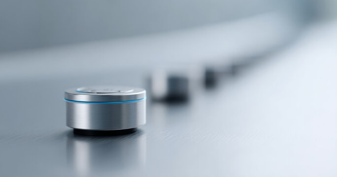 Close-up of modern metal control knobs