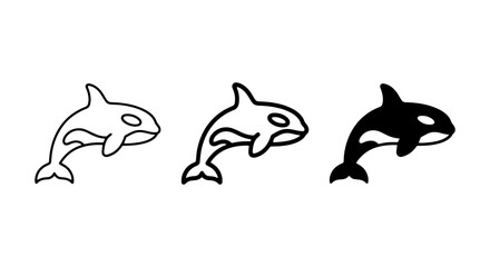 Orca Whale Icon Set, Killer Whale Vector Graphics, Marine Mammal Illustrations, Ocean Wildlife Symbols © Arafat