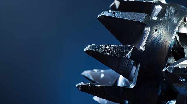 Titanium Drilling Bit Close Up with Dark Blue Copy Space