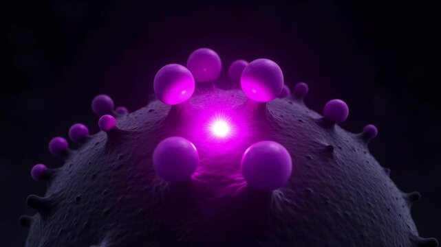 Exosome research breakthroughs in cell communication science laboratory microscopic imagery dark environment close-up focus