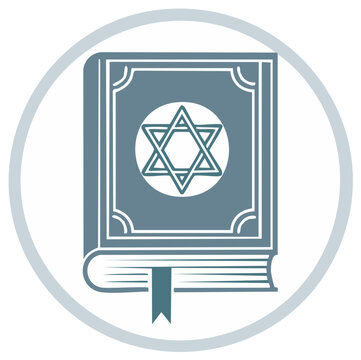 Elegant Hebrew Bible Icon with Star of David Symbol in Circle Design