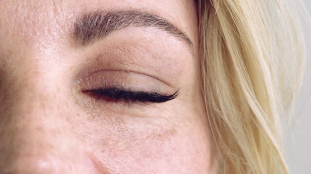 Eyelash, beauty and face with eye of woman for makeup, cosmetics and self care closeup. Cosmetology, blink and lash extensions with female person for vision, mascara aesthetic and salon treatment
