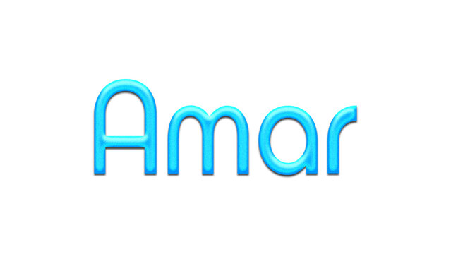 Glowing blue effect of name Amar on white background.