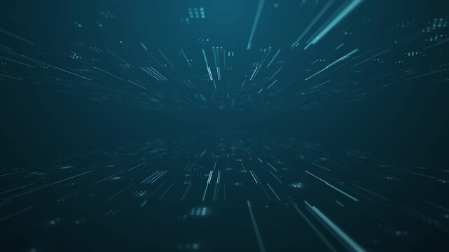 Abstract futuristic blue cyan digital light trails and high-speed data flow background
