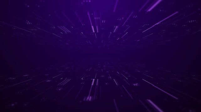 Abstract futuristic purple digital light trails and high-speed data flow background