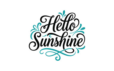 Fototapeta premium Vector illustration of hello sunshine text with floral design