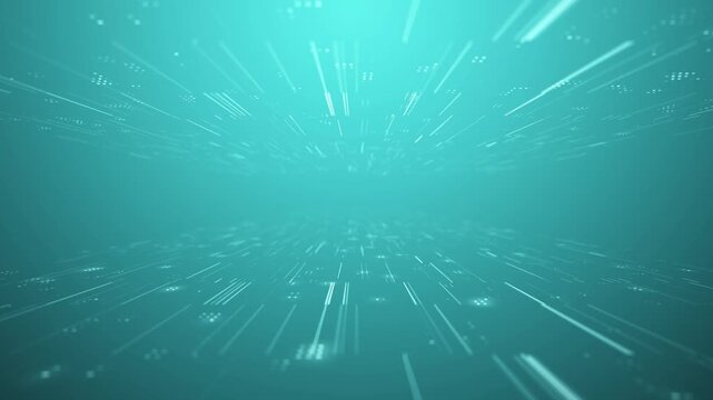 Abstract futuristic blue cyan digital light trails and high-speed data flow background