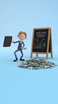 Happy trader dance &ndash; 3d render looped.