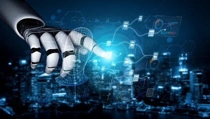 Obraz premium AI file management uses smart indexing, automated search, and virtual tools to organize, access, and process digital data efficiently. Artificial intelligence spline