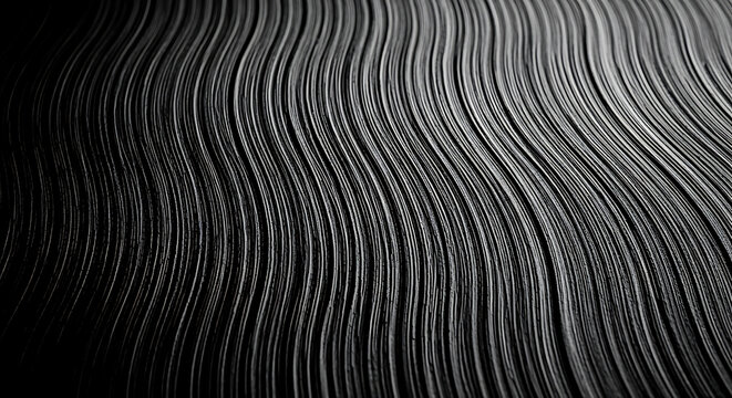 Parallel lines and curves create a monochrome abstract texture with high contrast lighting black white pattern graphic design