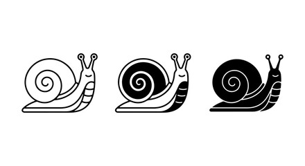 Simple Snail Icons, Outline and Filled Vector Art, Minimalist Mollusk Graphics for Nature and Wildlife Themes © Tania