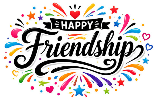 Vibrant colorful friendship celebration background with happy text