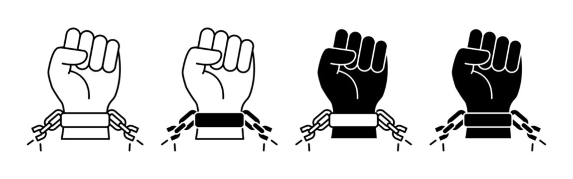 Juneteenth Four hands breaking chains in a sequence