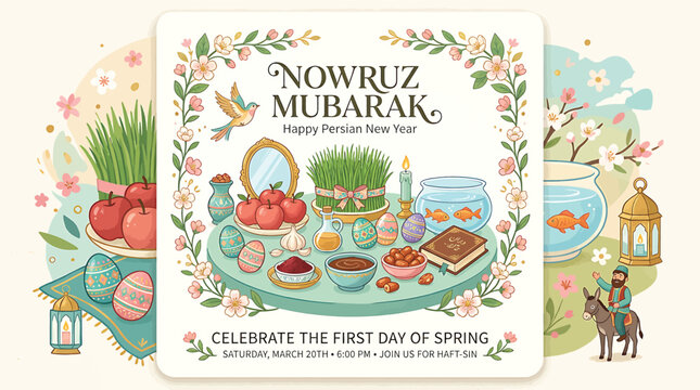 Nowruz Mubarak Celebration Spring Festival.