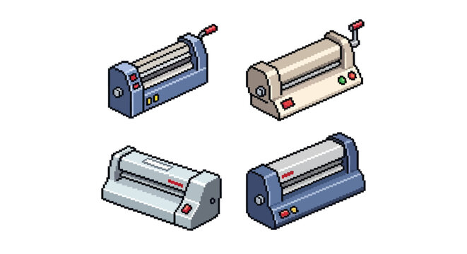 Set of Four Isometric Laminating Machines in Different Colors.