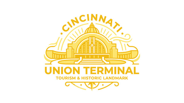 Cincinnati Union Terminal Landmark Logo - Historic Building Illustration
