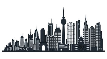 Fototapeta premium Modern City Skyline Silhouette - Urban Landscape Vector Illustration