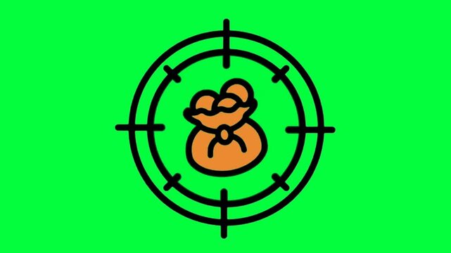 Target funds animation 4K green screen infinite loop, clean green background, easy to cut, ready to edit, ready to use