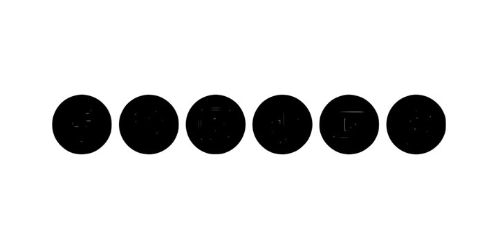 Numbers Displayed in a Series of Circular Black Backgrounds with White Lines Forming Digits Featuring Sequence, Numeric, Display with Design
