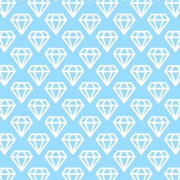 Minimal Seamless Diamond Pattern on Blue Background, Luxury Gem Repeat Design