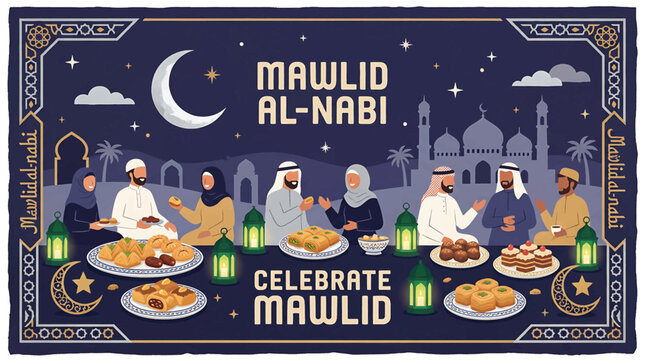 Mawlid AlNabi Celebration Muslim Community Gathering.